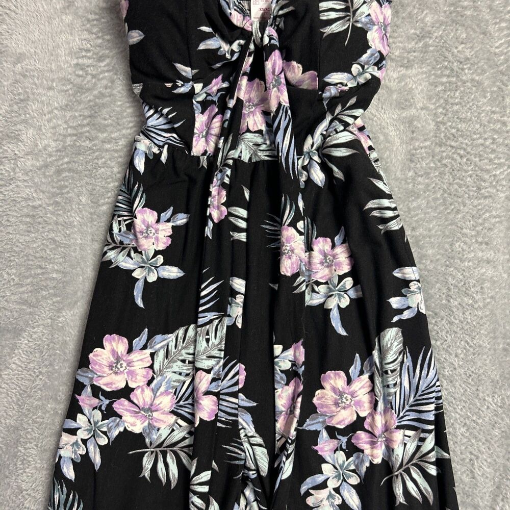 NO BOUNDARIES Womens XS 1 Black Floral Print Strapless Wide Leg Jumpsuit Romper - Picture 3 of 16